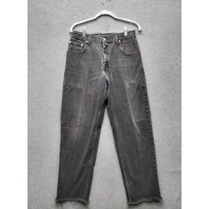 VINTAGE Levi's 560 Men Jeans 30X34 Black Denim Loose Fit Tapered Leg Frayed Hem